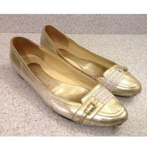 Givenchy side 37 Gold Metallic soft Leather Flats